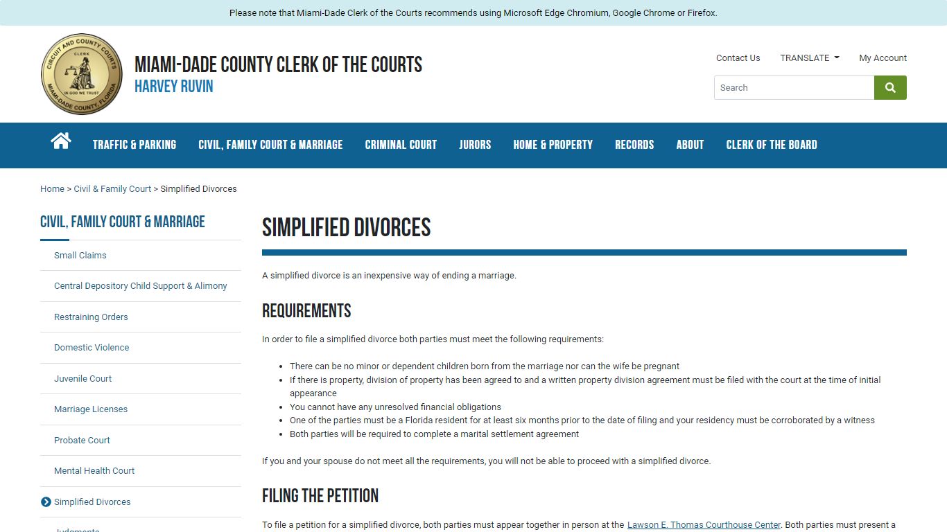 Simplified Divorces - Miami-Dade Clerk